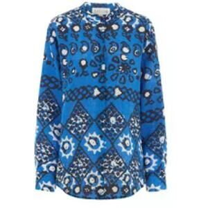 Saloni Linen Bobbi Tunic Shirt in Blue Batik sz 6